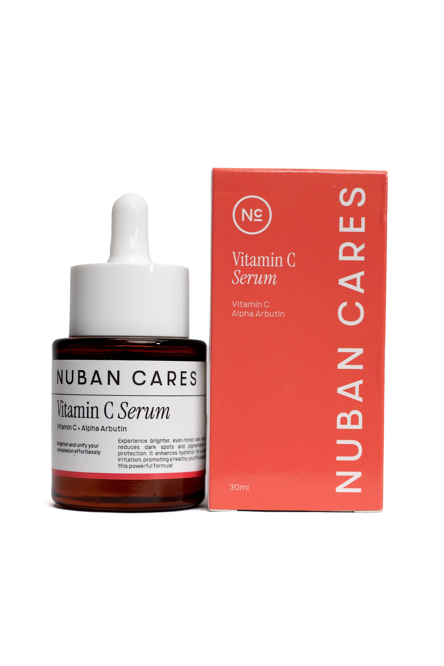 Nuban Cares Vitamin C Serum — stable vitamin C and alpha arbutin formula that brightens skin and reduces dark spots