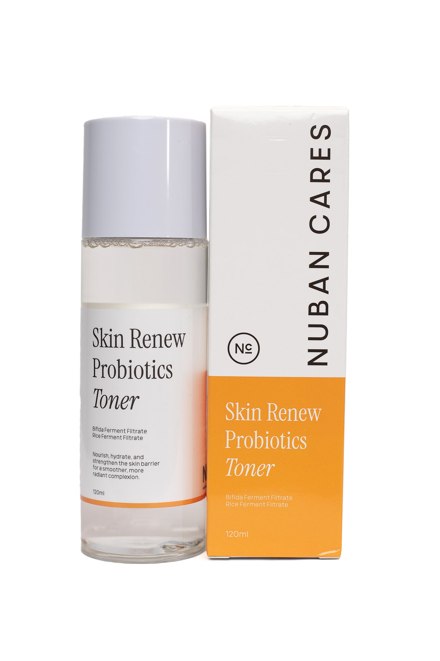 Nuban Cares Skin Renew Probiotics Toner - microbiome-balancing toner with probiotic benefits. Bifida ferment filtrate, rice ferment filtrate