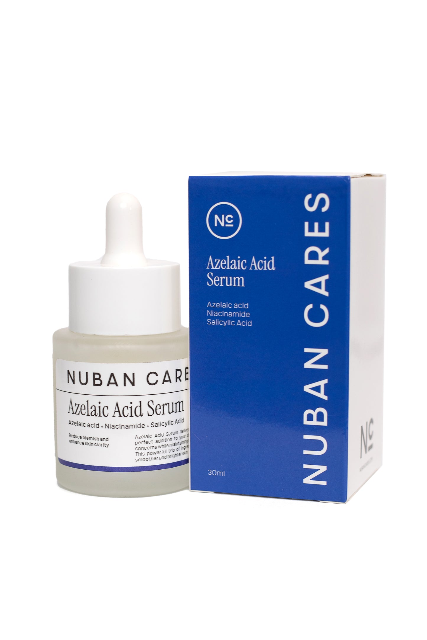 Nuban Cares Azelaic Acid Serum — clarifying formula with azelaic acid, niacinamide, and salicylic acid for blemish-prone skin